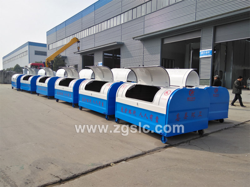 2019/9/4，息縣閣佳物業(yè)管理有限公司在程力集團(tuán)訂購3方勾臂垃圾箱，單號：56989